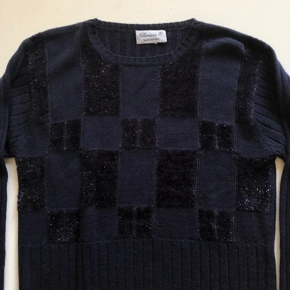 Beautiful luxe Italian navy sparkle sweater - Picture 3 of 10